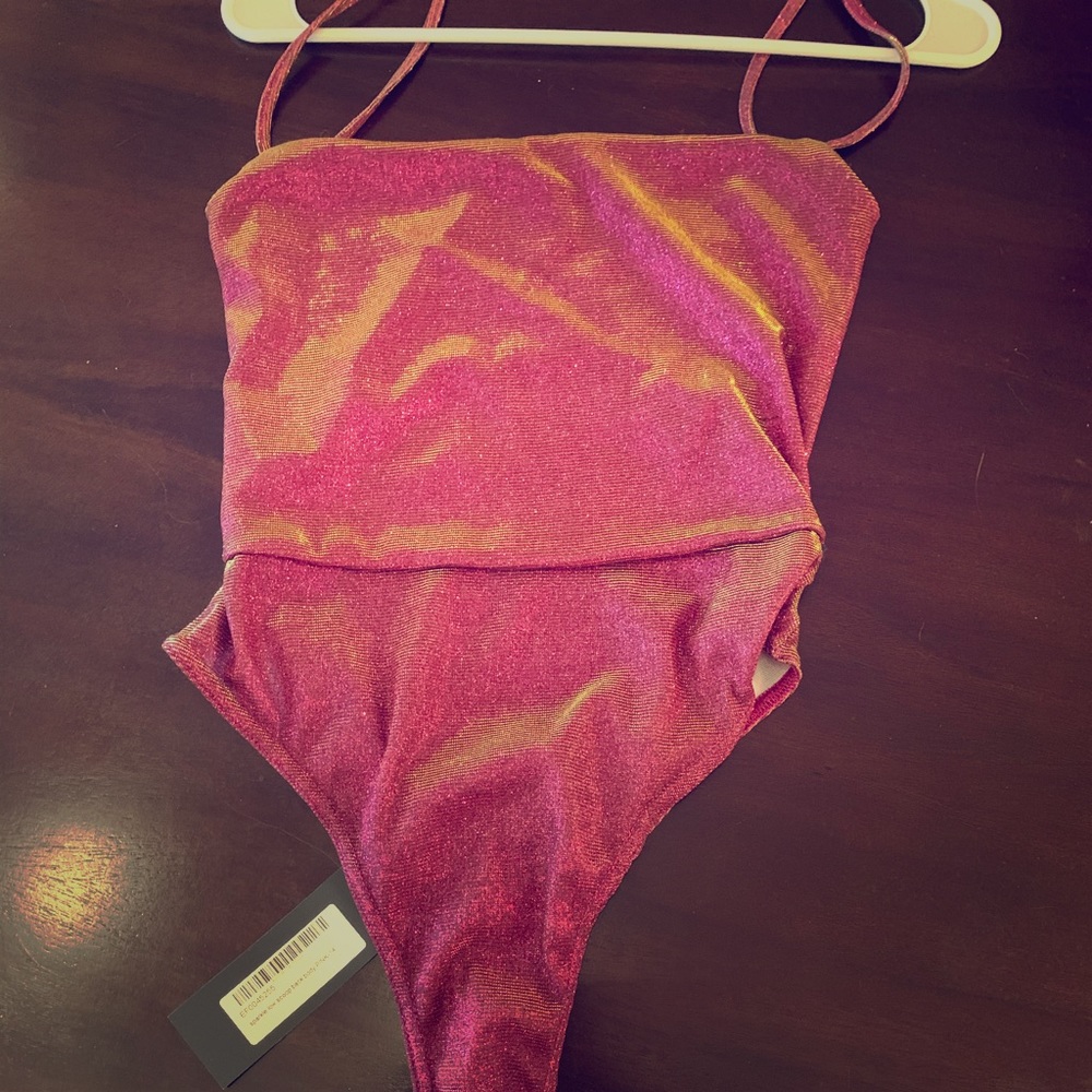 Sparkly hot pink bodysuit